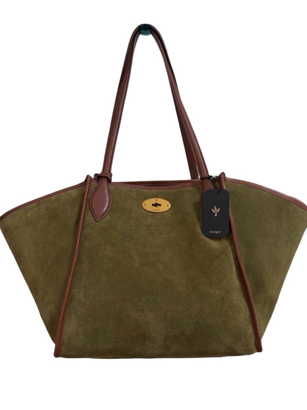 Margot Olive Green Suede Convertible Tote Bag